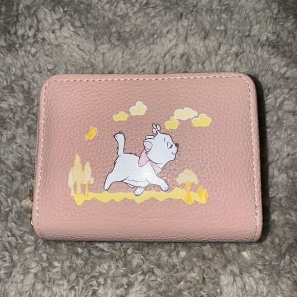 The Aristocats Marie Pink‎ Mini Zipper Wallet Faux Leather New - Picture 1 of 8